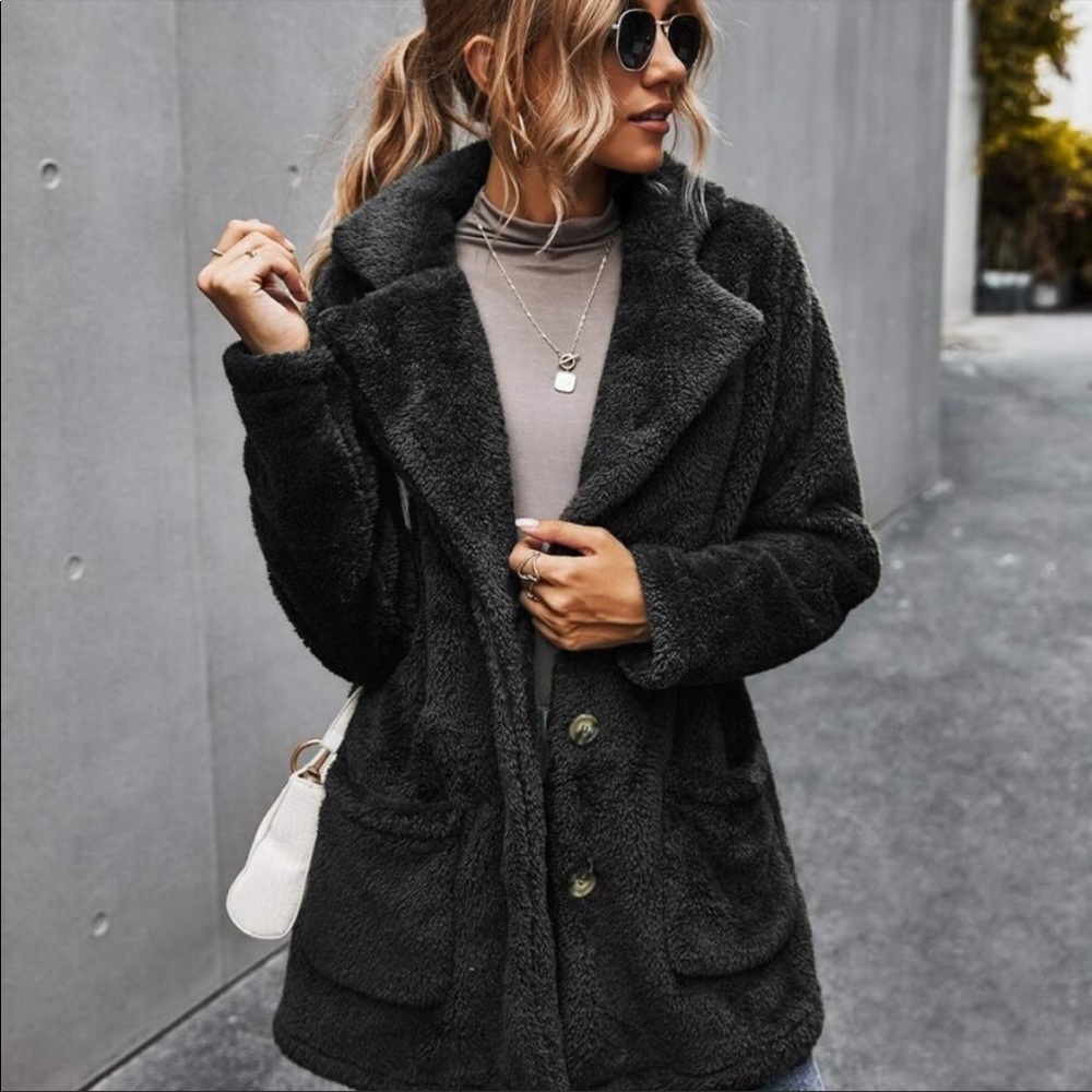 Redwood pocket button  teddy pea coat jacket - Picture 13 of 13